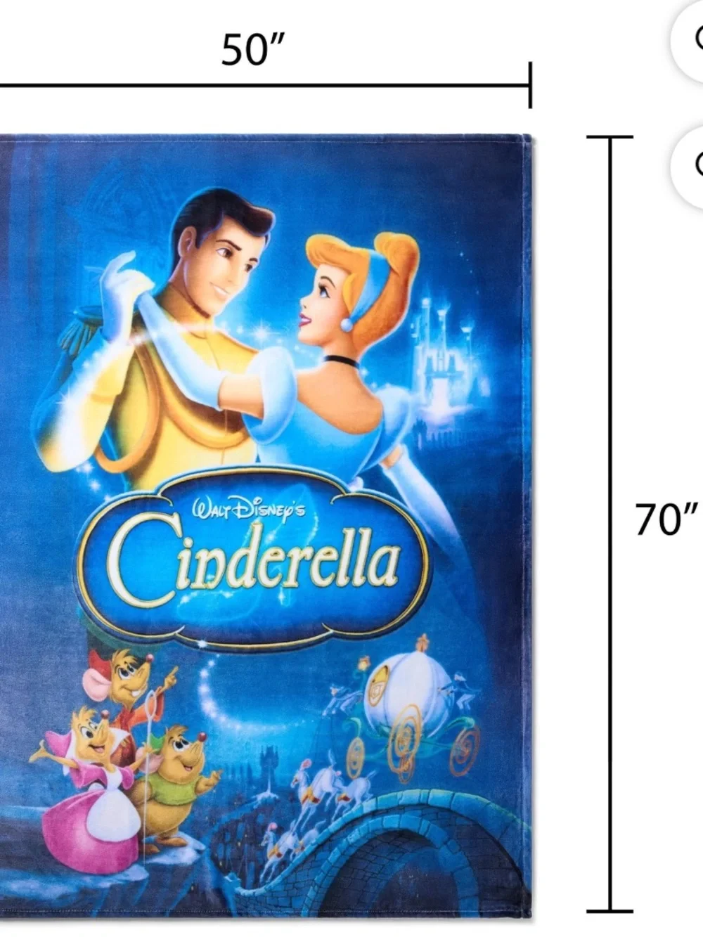 DISNEY CINDERELLA silk throw inside collectible VHS box 50' x 70'